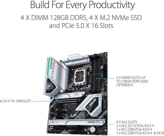Alt view image 3 of 5 - ASUS PRIME Z690-A Intel LGA 1700 DDR5 ATX Motherboard