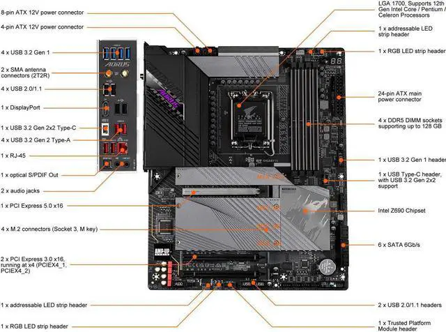 Alt view image 3 of 5 - Gigabyte Z690 Aorus Pro Intel LGA 1700 DDR5 ATX Motherboard
