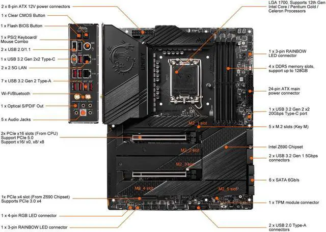 Alt view image 5 of 5 - MSI MEG Z690 Unify Intel LGA 1700 DDR5 Motherboard