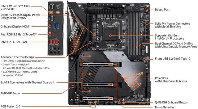Alt view image 4 of 5 - Gigabyte Z490 Aorus Ultra Intel LGA 1200 DDR4 Motherboard