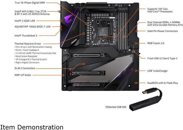 Alt view image 4 of 5 - Gigabyte Z490 Aorus Xtreme Intel LGA 1200 DDR4 EATX Motherboard