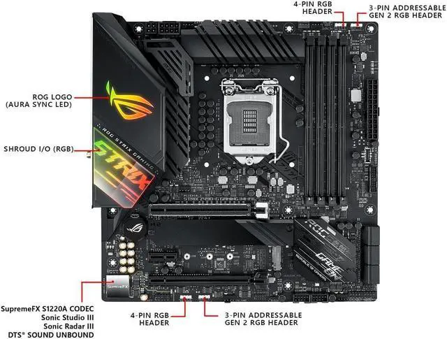 Alt view image 5 of 5 - ASUS ROG STRIX Z490-G Gaming Wifi Intel LGA 1200 Micro ATX Motherboard