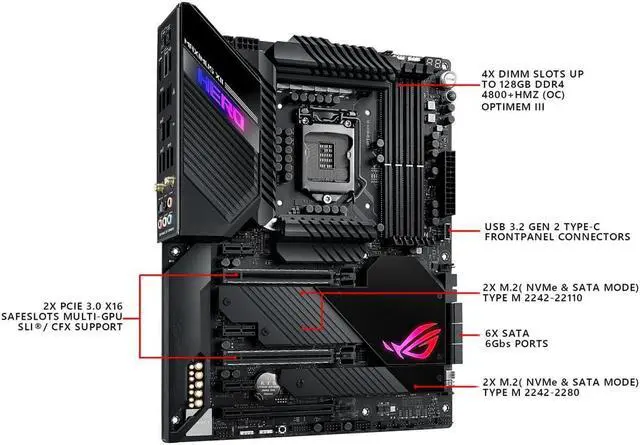 Alt view image 3 of 12 - ASUS ROG MAXIMUS XII HERO Intel LGA 1200 ATX Motherboard