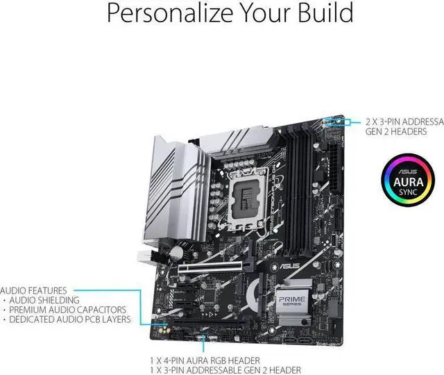 Alt view image 3 of 10 - PRIME Z790M-PLUS D4 Intel LGA 1700 Micro ATX Motherboard