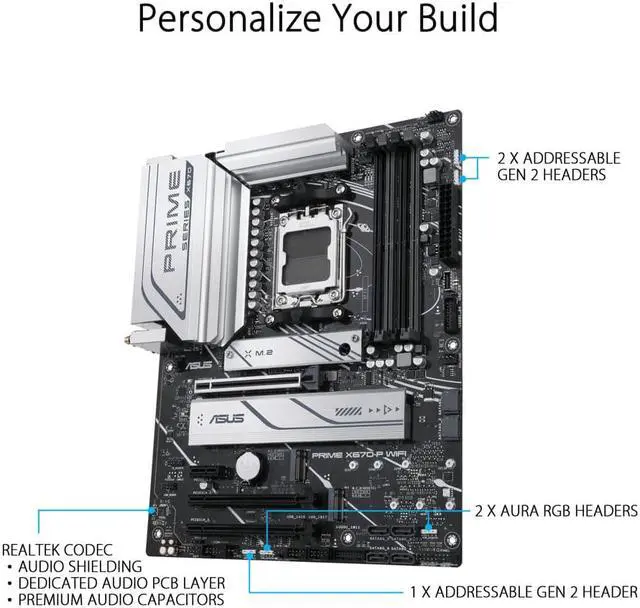 Alt view image 5 of 7 - ASUS Prime X670-P WiFi AMD AM5 ATX Motherboard