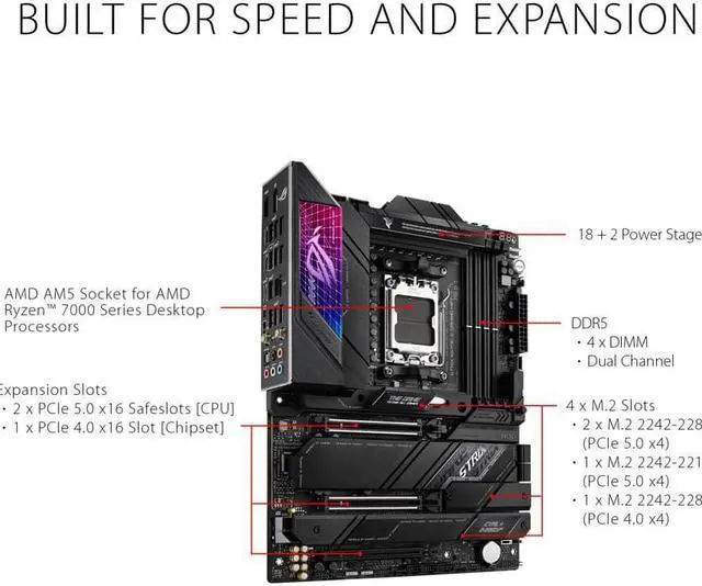 Alt view image 2 of 6 - ASUS ROG STRIX X670E-E GAMING WIFI AMD AM5 ATX Motherboard