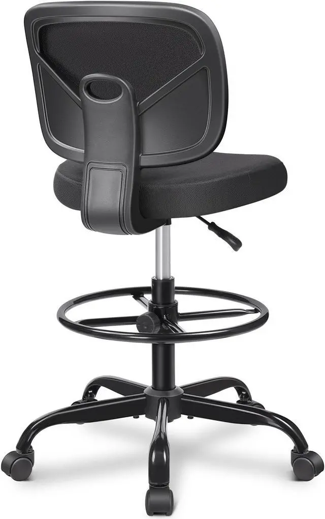 Alt view image 7 of 7 - Coolhut Office Drafting Chair Armless, Tall Office Desk Chair Adjustable Height and Footring, Mid-Back Ergonomic Standing Desk Chair Mesh Rolling Tall Chair for Art Room, Office or Home (Black)