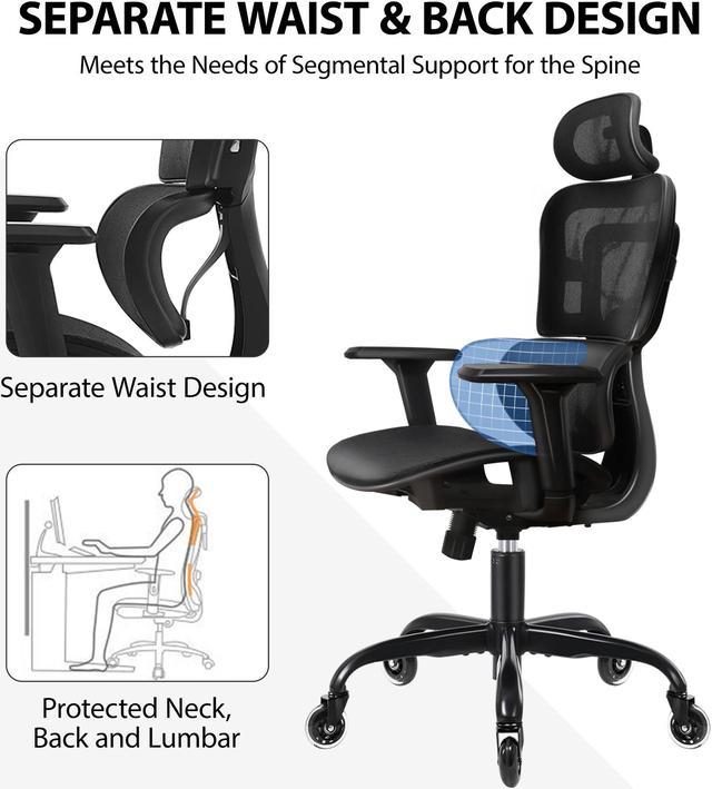 Nouhaus Ergo3D Ergonomic Office Chair - Rolling Desk Chair with 3D  Adjustable Armrest, 3D Lumbar Support and Blade Wheels - Mesh Computer  Chair