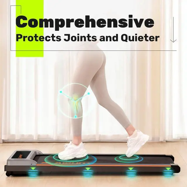 Alt view image 5 of 7 - KERDOM Walking Pad Treadmill, 2.5HP Under Desk Treadmill with Remote Control & LED Display, Quiet Desk Treadmill for Compact Space, Portable Treadmill for Home Office Use