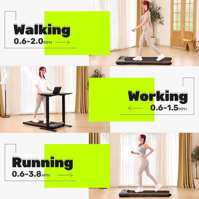 Alt view image 6 of 7 - KERDOM Walking Pad Treadmill, 2.5HP Under Desk Treadmill with Remote Control & LED Display, Quiet Desk Treadmill for Compact Space, Portable Treadmill for Home Office Use