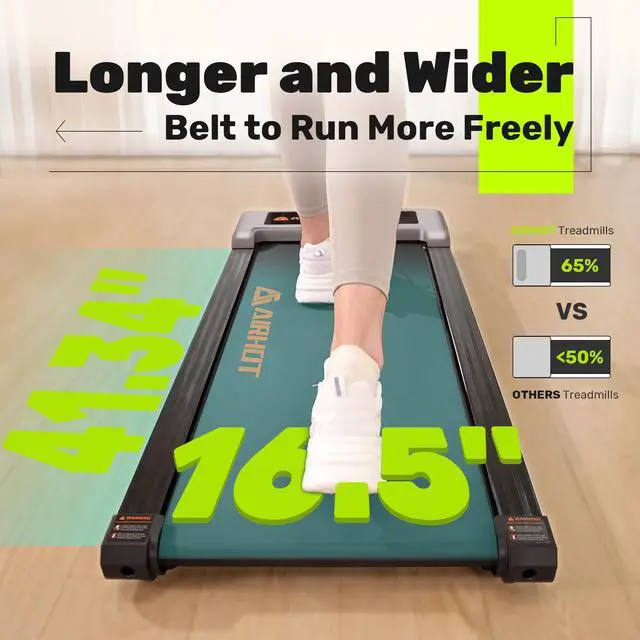 Alt view image 2 of 7 - KERDOM Walking Pad Treadmill, 2.5HP Under Desk Treadmill with Remote Control & LED Display, Quiet Desk Treadmill for Compact Space, Portable Treadmill for Home Office Use