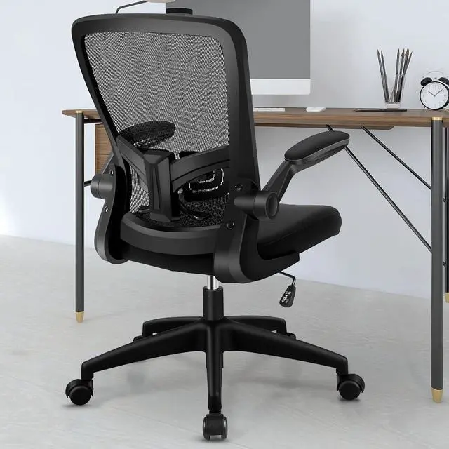 Alt view image 2 of 7 - FelixKing Office Chair, Ergonomic Desk Chair with Adjustable Height and Lumbar Support Swivel Lumbar Support Desk Computer Chair with Flip up Armrests for Conference Room (Black)