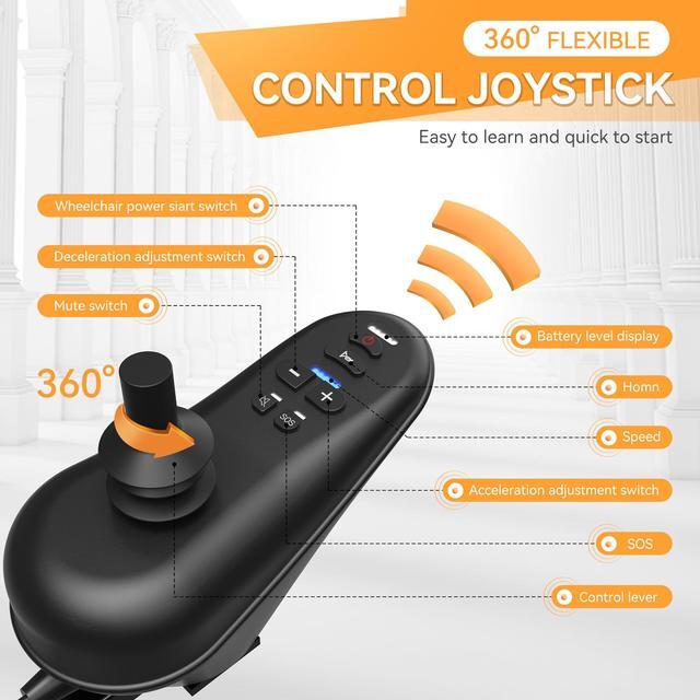 Alt view image 3 of 7 - KERDOM Foldable Electric Wheelchair for Adults with Extended Range, Designed for All Terrains, Smart Electric Wheelchair for the Elderly and Adults Orange - 73LBS
