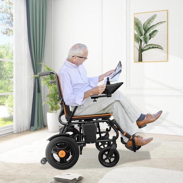 Alt view image 7 of 7 - KERDOM Foldable Electric Wheelchair for Adults with Extended Range, Designed for All Terrains, Smart Electric Wheelchair for the Elderly and Adults Orange - 73LBS