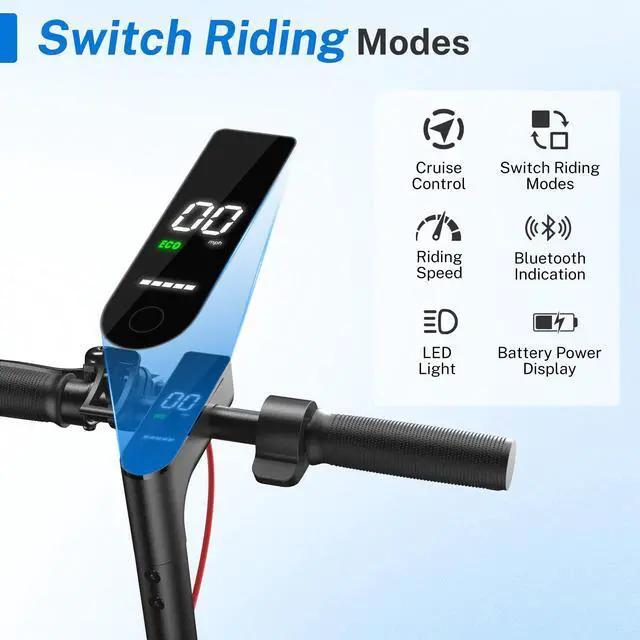 Alt view image 3 of 7 - KERDOM Foldable Adult Electric Scooter, 19MPH and 20° Hill Climb, 21 Miles (37V) - 350W, 8.5" Solid Tires, Dual Brake & Cruise Control, 300LB Capacity, Foldable Commuter Scooter For Teenager and Adult
