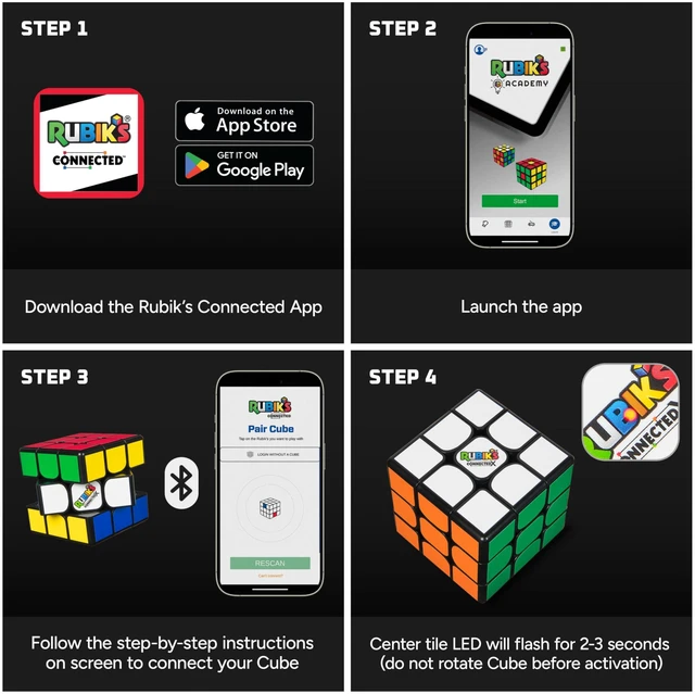Alt view image 6 of 7 - Rubik's Cube, The Official Rubiks ConnectedX, Bluetooth-Enabled 3x3 Speed Cube