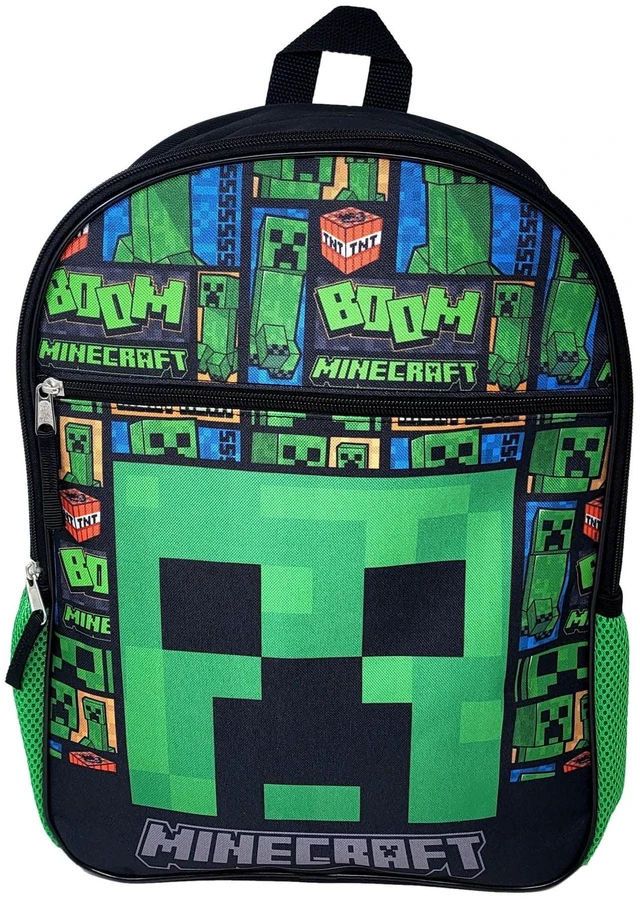 Main image of Minecraft Collage 16" Creepers Theme Kids Backpack