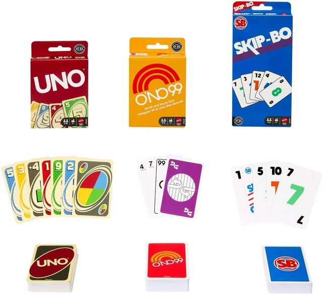 Alt view image 4 of 6 - Vintage Card Games 3-Pack Set with Classic UNO, O'NO 99 and Skip-Bo