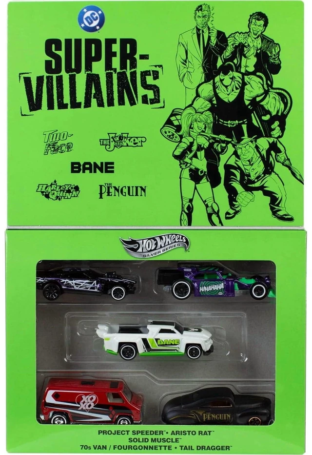 Alt view image 3 of 6 - Hot Wheels Batman 5-Pack 1:64 Scale Die-Cast Silver Series Super-Villain Vehicles
