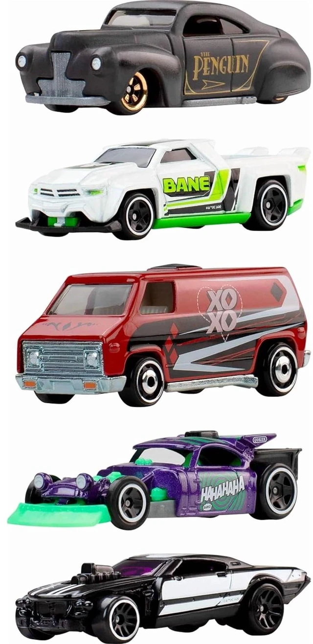 Main image of Hot Wheels Batman 5-Pack 1:64 Scale Die-Cast Silver Series Super-Villain Vehicles