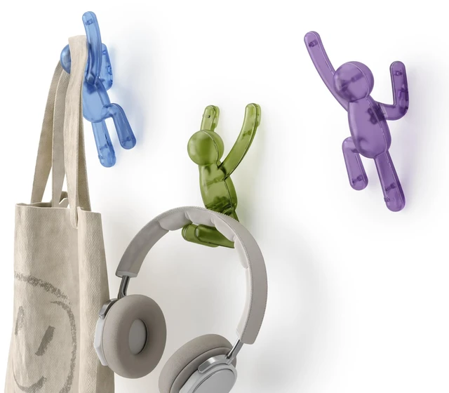 Main image of Umbra Buddy Wall Hooks Decorative Wall Mounted Hooks Set of 3, Assorted Gem Colors