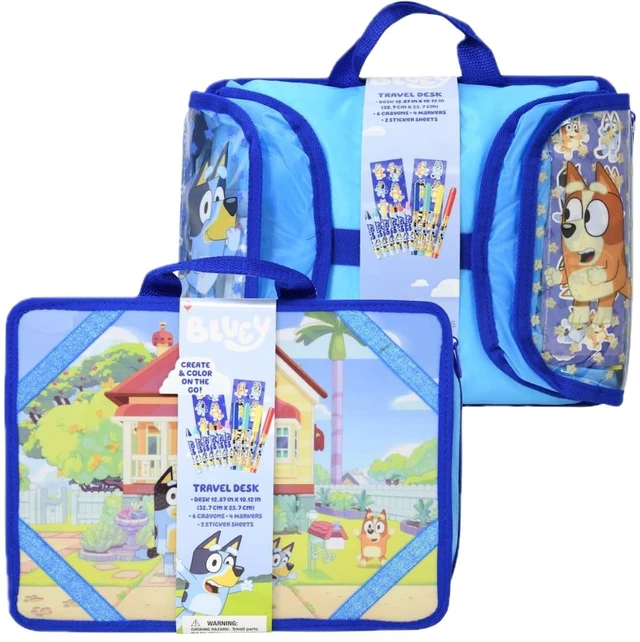 Main image of Disney Bluey Travel Desk Art Set with Crayons, Markers and Sticker Sheets, Kids Creative Activity Kit