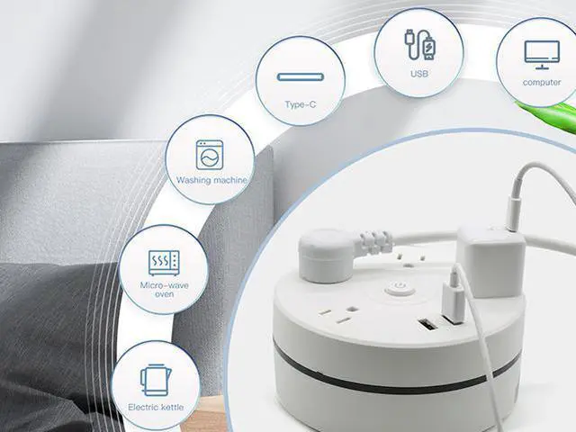Alt view image 2 of 7 - Power Strip with 4 Sockets Dual USB Ports,  5.9 ft Extension Cord Flat Plug, Overload Protection Indoor Desk Charging Station, Mountable Compact for  Phone Charging Travel, Cruise Ship Dorm Essentials