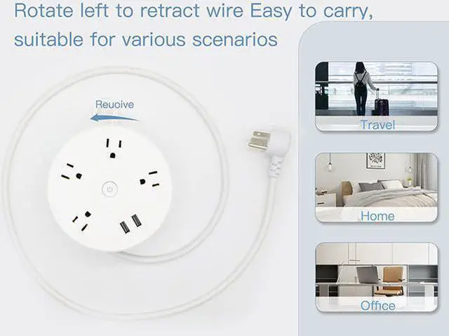 Alt view image 4 of 7 - Power Strip with 4 Sockets Dual USB Ports,  5.9 ft Extension Cord Flat Plug, Overload Protection Indoor Desk Charging Station, Mountable Compact for  Phone Charging Travel, Cruise Ship Dorm Essentials