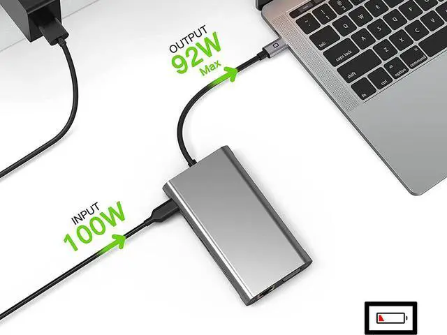 Alt view image 4 of 7 - Thunderbolt 3 USB-C 8K Docking Station Dual 4K Docking Station 100W Charging Triple Display Port 1xUSB-C, 2xUSB 2.0, 2xUSB 3.0, VGA,Ethernet, VGA, 2xDP to HDMI Adapter for Dell&HP&Lenovo&Mac&Windows