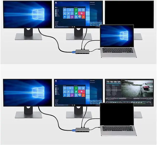 Alt view image 7 of 7 - Thunderbolt 3 USB-C 8K Docking Station Dual 4K Docking Station 100W Charging Triple Display Port 1xUSB-C, 2xUSB 2.0, 2xUSB 3.0, VGA,Ethernet, VGA, 2xDP to HDMI Adapter for Dell&HP&Lenovo&Mac&Windows
