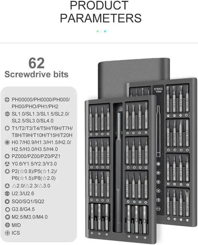 Alt view image 6 of 7 - KUTUMAI Screwdriver Bits Magnetic Portable Case 63 in 1 Set Multifunctional Pocket Mini Repair Tool Kit for Electronics, Tablet, Xiaomi Iphone Computer Tri Wing Torx Screwdrivers Mini Screwdriver