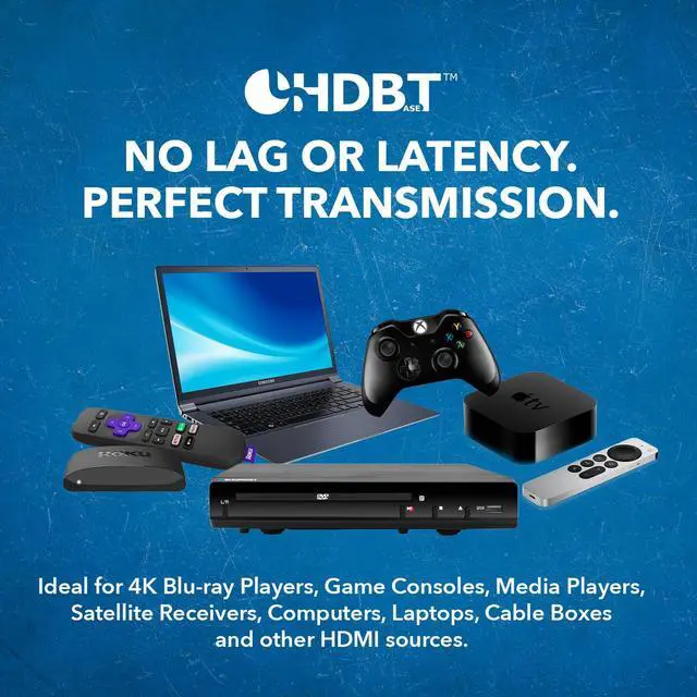 Alt view image 8 of 8 - 4K UHD HDMI Extender With HDBaseT Over CAT5e/6/7 Supports ARC & Bi-Directional IR Control up to 230 Ft (UHD-EXB230AR-K)