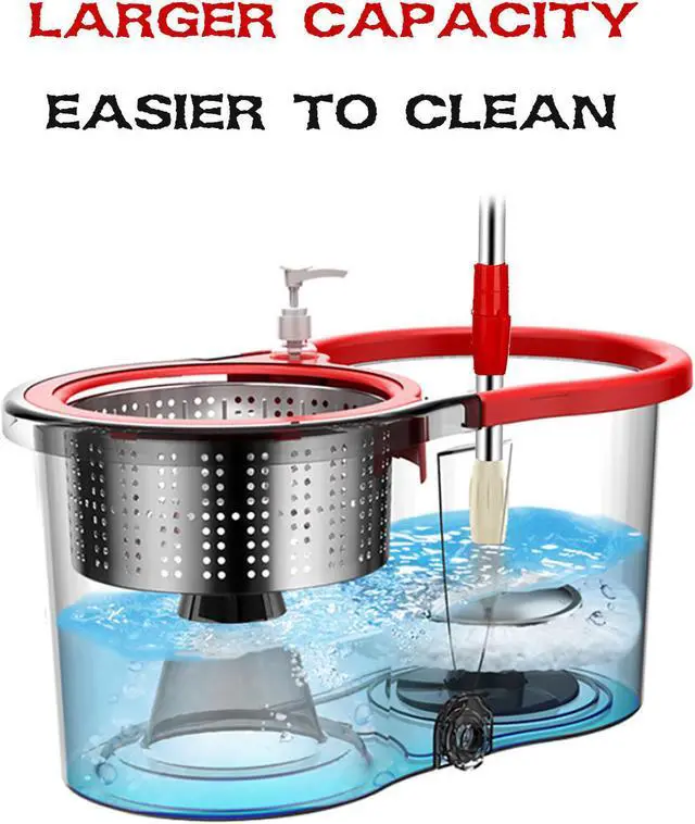 Alt view image 4 of 7 - Mop and Bucket with Wringer Set Microfiber Spin Mop with Bucket and Dual Mop Heads Self Wringing 360° Spinning Mop