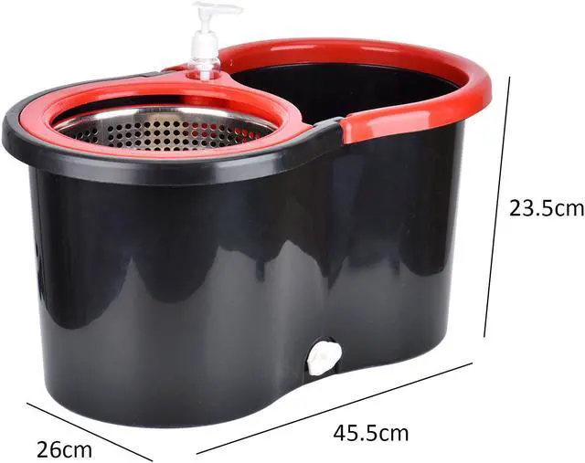 Alt view image 6 of 7 - Mop and Bucket with Wringer Set Microfiber Spin Mop with Bucket and Dual Mop Heads Self Wringing 360° Spinning Mop