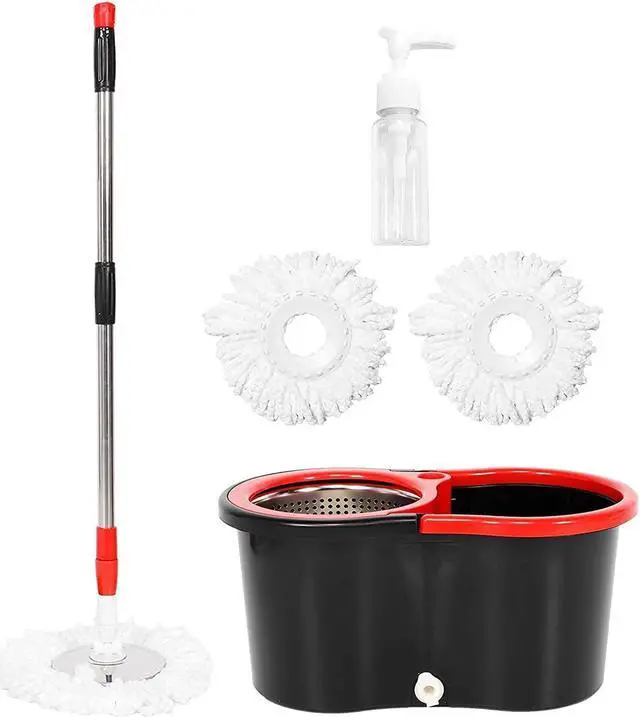 Alt view image 7 of 7 - Mop and Bucket with Wringer Set Microfiber Spin Mop with Bucket and Dual Mop Heads Self Wringing 360° Spinning Mop