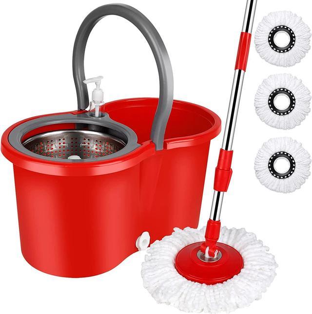 Spin Mop and Bucket, Microfiber Spin Mop & Bucket for Floor Cleaning, Dust  Mop Kit with 3 Mop Heads, Floor Mop with Stainless Steel Wringer Set, Mops