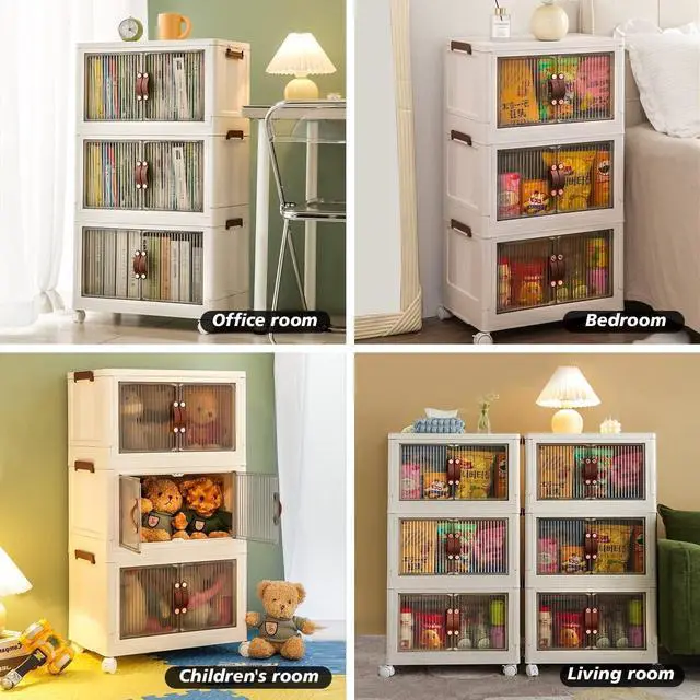 Alt view image 7 of 7 - 3 Pack Collapsible Storage Cabinet Box Organizers & Storage Containers w/ Wheels