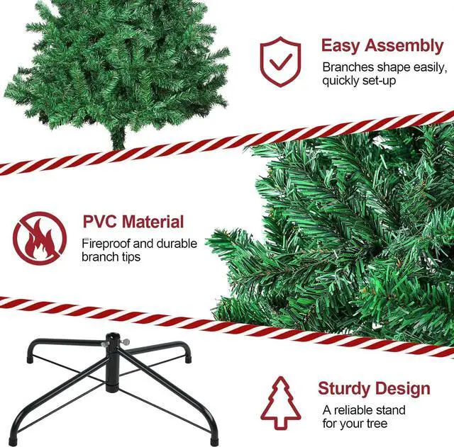 Alt view image 4 of 7 - 7ft Spruce Artificial Christmas Tree Green Holiday Christmas Pine Tree 1000 Branch Tips with Hinges and Foldable Base for Home Office Shops Party Decoration Indoor Outdoor