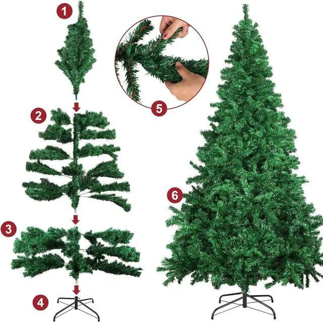 Alt view image 5 of 7 - 7ft Spruce Artificial Christmas Tree Green Holiday Christmas Pine Tree 1000 Branch Tips with Hinges and Foldable Base for Home Office Shops Party Decoration Indoor Outdoor