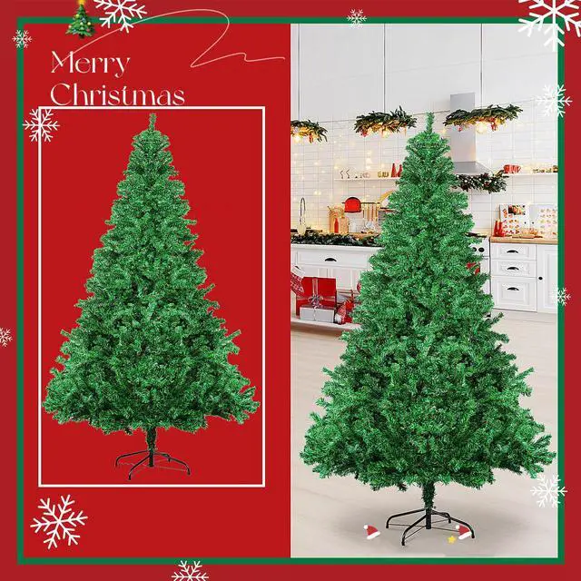 Alt view image 7 of 7 - 7ft Spruce Artificial Christmas Tree Green Holiday Christmas Pine Tree 1000 Branch Tips with Hinges and Foldable Base for Home Office Shops Party Decoration Indoor Outdoor