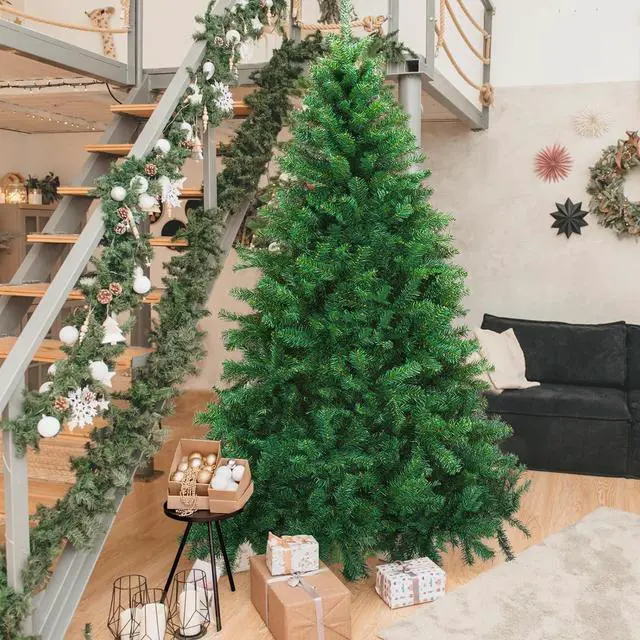 Alt view image 6 of 7 - H BOP 7FT Artificial Christmas Tree, PVC Christmas Tree with Stand, Christmas Tree Skirt, Hinged Xmas Tree for Home, Christmas Decorations Indoor, Xmas Tree Ornaments, Green