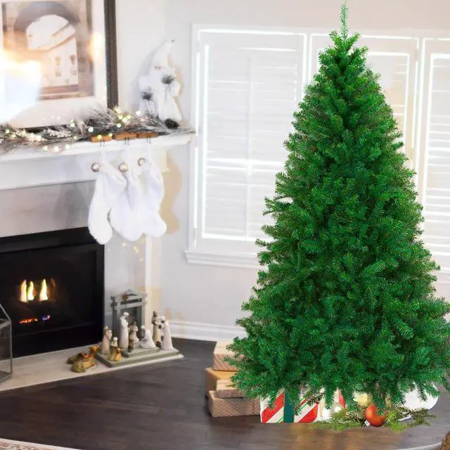 Alt view image 5 of 7 - H BOP 7FT Artificial Christmas Tree, PVC Christmas Tree with Stand, Christmas Tree Skirt, Hinged Xmas Tree for Home, Christmas Decorations Indoor, Xmas Tree Ornaments, Green