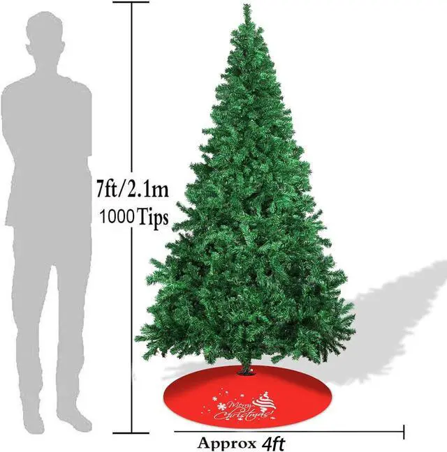 Alt view image 2 of 7 - H BOP 7FT Artificial Christmas Tree, PVC Christmas Tree with Stand, Christmas Tree Skirt, Hinged Xmas Tree for Home, Christmas Decorations Indoor, Xmas Tree Ornaments, Green