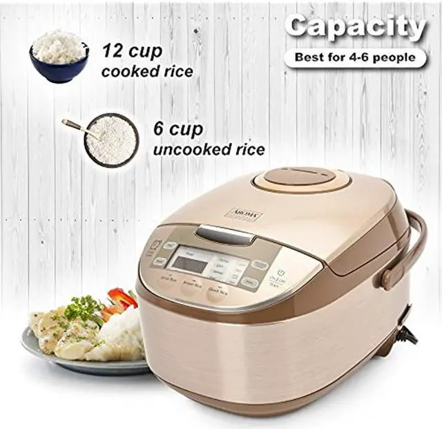 Alt view image 6 of 6 - Aroma Housewares ARC-6106 Aroma Professional 6 Cups Uncooked Rice, Slow Cooker, Food Steamer, MultiCooker, Champagne