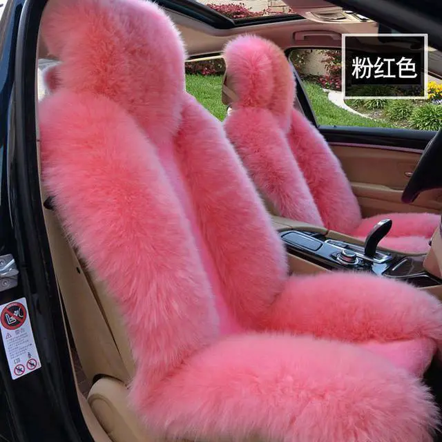Main image of 2pcs Genuine Sheepskin Car Seat Cover For Cars Sideless Lambskin Fur Seat Covers Unviersal Fit Winter Warm