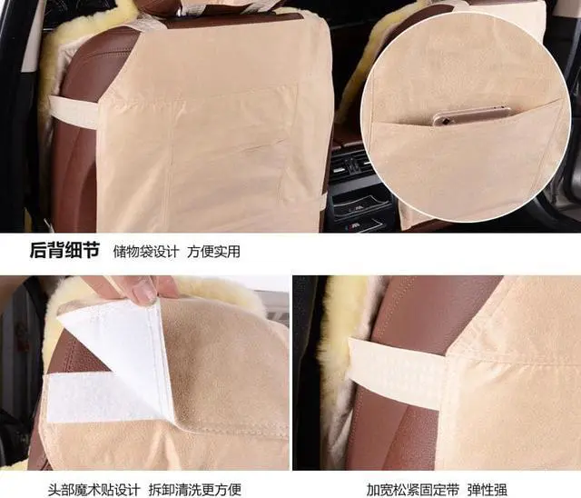 Alt view image 2 of 2 - 2pcs Genuine Sheepskin Car Seat Cover For Cars Sideless Lambskin Fur Seat Covers Unviersal Fit Winter Warm