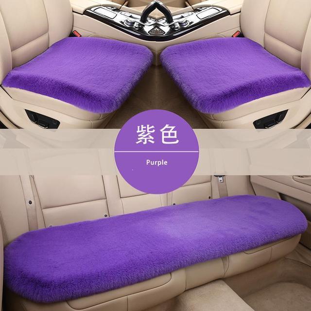 Imitation Rabbit Fur Seat Covers For Cars Winter Plush Car Seat Cover Faux  sheepskin Seat Cushion Anti Slip Front Rear Seat Mat interior Styling Purple  