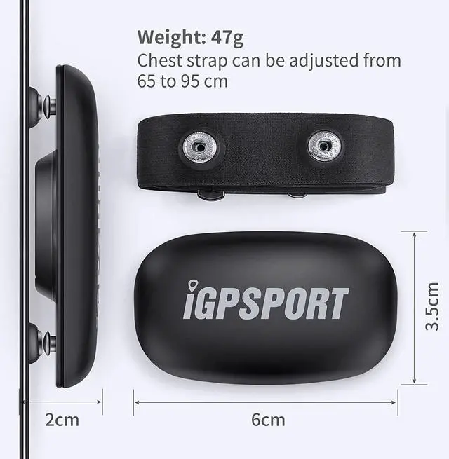 Alt view image 3 of 3 - IGPSPORT HR40 Heart Rate Monitor Chest Strap - Black, Small | 40-240BPM Bluetooth + ANT+ Cycling Accessory, IPX7 Waterproof