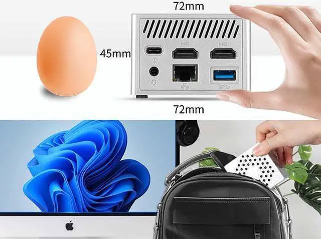 Alt view image 6 of 7 - Neosmay Blue Mini PC Intel 11th Gen Celeron N5105 Upto 2.9GHz 10nm WiFi 6 8GB RAM 128GB SSD Micro Desktop Computer Dual Screen Display  Gigabit Ethernet BT5.2 Support Auto Power On