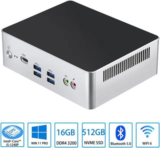 Alt view image 6 of 7 - NEOSMAY MINI PC,Intel 12th Gen Core i5-1240P Up to 4.4GHz,16GB DDR4 512GB NVME SSD,WiFi 6,Thunderbolt 4,2x2.5Gb LAN,BT5.2,2xHDMI,1xDP,1xType-C,1xCOM,2xm.2 2280 SSD Slot,4 xUSB3.2,2xUSB2.0,VESA Mount